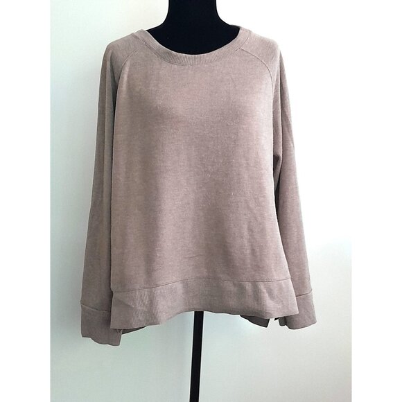 Zara Side Split Ruffle Hem Hi Lo Super Soft Lightweight Large Sweater  Brown - Picture 2 of 6